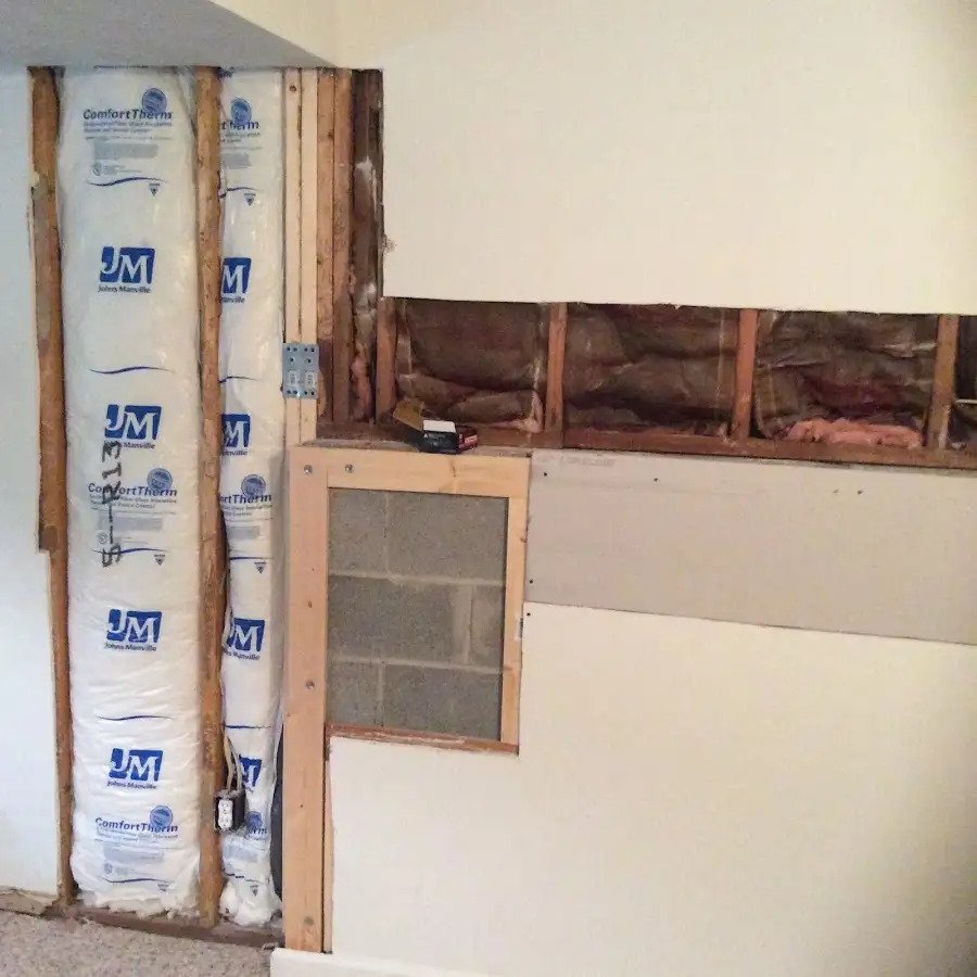 Wall insulation replacement during Basement Flood Cleanup in Rossville
